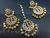 Kundan maang tikka and earrings set with light golden pearl drops