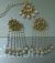 Floral Kundan stud pearl tassel earrings with tikka