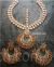 Kundan chandbali earrings and matha patti with golden drops