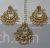 Simple Kundan chandbali earrings and tikka set with pearl drops