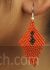 Orange beaded diamond shaped earrings