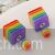 Rainbow square double trouble earrings