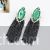 Green stone tassel earrings