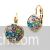 Colorful golden button earrings