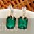 Green stone square shape earrings