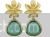 Gold Flower With Green Gemstone Big Drop Dangle Earrings