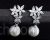 Silver Floral cubic zirconia pearl drop earrings