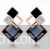 Grey and gold square crystal stud earrings