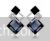 Grey and silver square crystal stud earrings