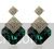 Green stone drop statement earrings