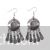 Antique silver round intricate design drop earrings