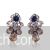Blue and champagne big crystal stud earrings