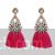 Gemstones decorated pink fringe tassel earrings