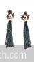 Maroon and black gemstone chain tassel earrings