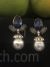 Pearl earrings with blue, grey and shinning stone