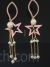 Star pearl and leaf design pink earrings
