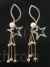 Star pearl and leaf design grey earrings