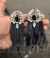 Trendy crystal studs black feather tassel earrings