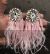 Trendy crystal studs light pink feather tassel earrings