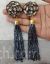 Stylish black bead tassel long earrings