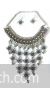 Metallic choker flower tassels necklace