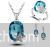 Star design crystal pendant, earrings and ring set - Blue