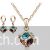 Multi-color crystal cube design pendant and earrings set