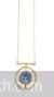 Navy blue marble stone circular design pendant long necklace